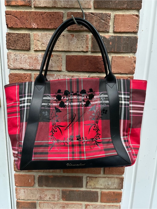 Victoria's Secret Handbags - Victoria Secret Limited Edition Red Plaid Holiday Tote Bag 2020 Dual Handle